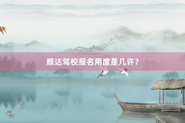 顺达驾校报名用度是几许？
