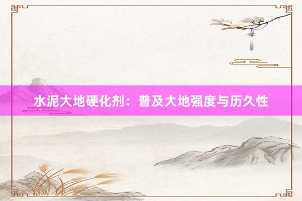 水泥大地硬化剂：普及大地强度与历久性